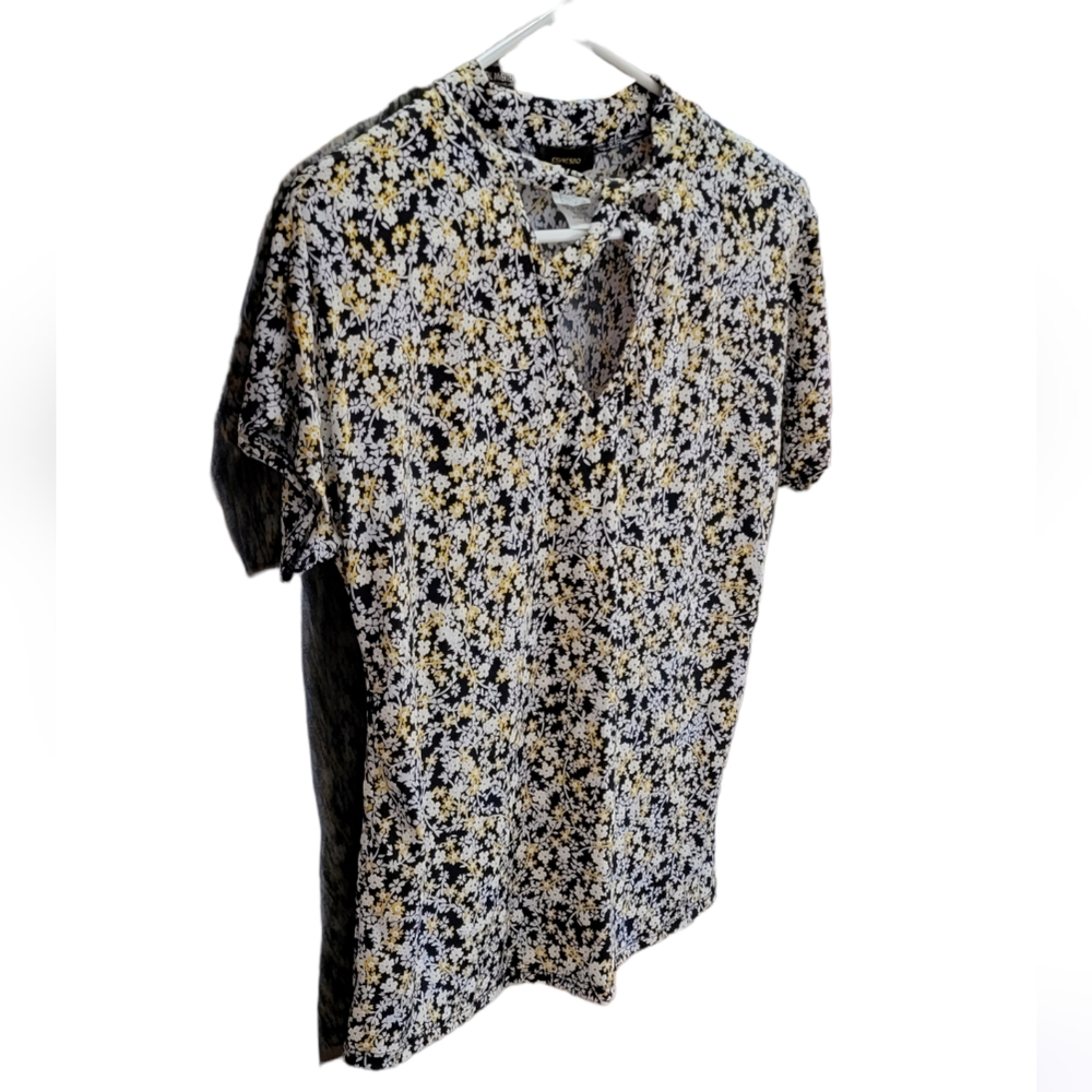 Espresso Cross Pattern Open Blouse - image 1